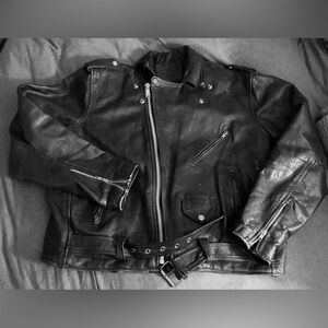 Black LeatherJacket Coat Mens sz XL Vintage 1988 heavy Motorcycle Classic EX